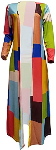 Кинруи долги кардиган џемпери женски преголем блок во боја Отворен предниот кабел плетен долг ракав Дастер кардиганс надвор од облеката