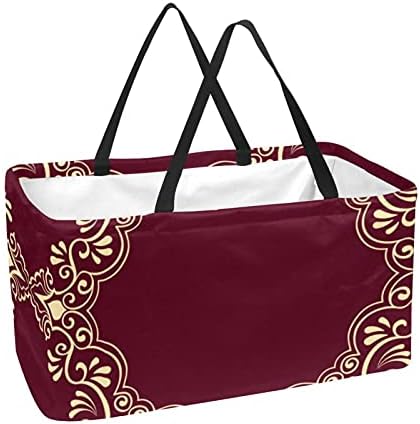 50L Купувачки кеси Арапски стил Арабески шема 5 Слуплива торба за намирници за намирници со рачки, еднократно