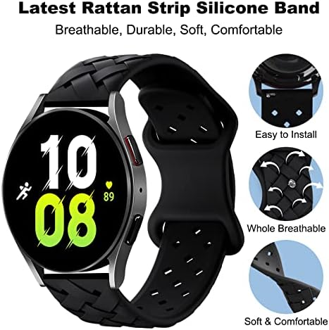 TRA 5 Pack Sport Silicone Band Compatible with Samsung Galaxy Watch 5 40mm 44mm/Watch 5 Pro 45mm/Galaxy Watch 4 40mm 44mm/Classic