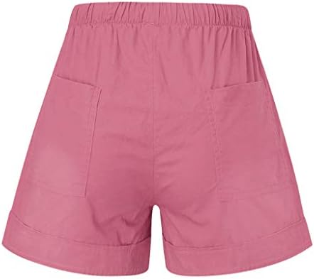 LCEPCY плус големина цврста боја летни шорцеви на плажа за жени еластични џебови за влечење на половината, лесни шорцеви лесни кратки