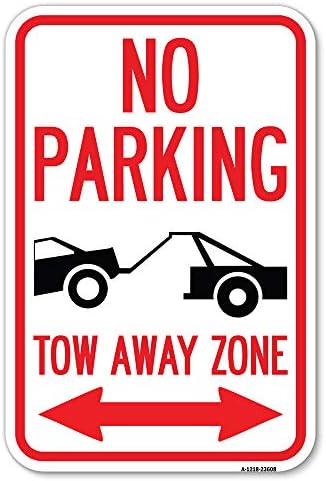 Без Паркинг, Забавува-Далеку Зона Со Двонасочна Стрелка | 18 Х 24 Тешки Алуминиум Рѓа Доказ Паркинг Знак | Заштита На Вашиот