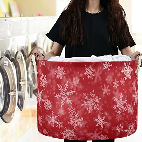 Висин Они Божиќна снегулка во црвена боја со Bokeh Effect Effect Laundry Baskes Paints Stain Storage Count Closhapsible Casher Cashter Poltions