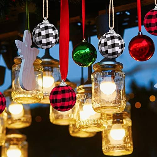 Фармхаус Кристамс Бафало карирана ткаенина топка украс Декоративна карирана топка што виси украс за Божиќни украси