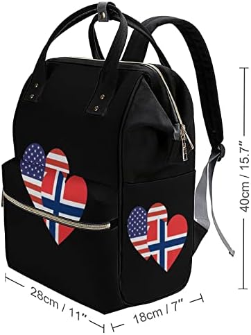 Норвешка Американско Знаме За Срце Торба За Пелени Ранец Водоотпорна Мама Торба Ранец Со Голем Капацитет