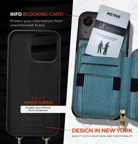 Мотив за куќиште на паричник на iPhone 14, дизајниран во Newујорк, Crossbody Phone Case за Apple iPhone 14, патент чанта од патент