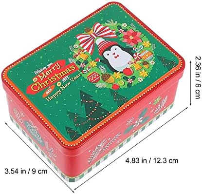 Angoily 4 парчиња мала божиќна кутија со капаци со шарки со капаци за ливчиња, божиќна кутија за лим