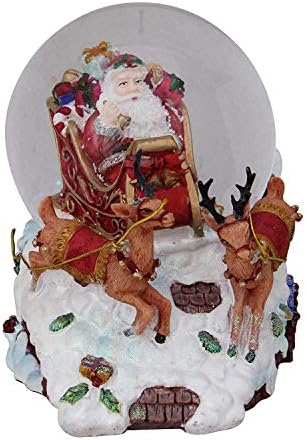 6,5 Дедо Мраз санки со ирваси музички божиќен снежен свет Глобус сјај