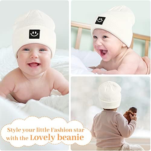 Новороденче зимска капа, мека бебе плетена гравче со смешко лице за новороденче момче Гилр зимска топла капа