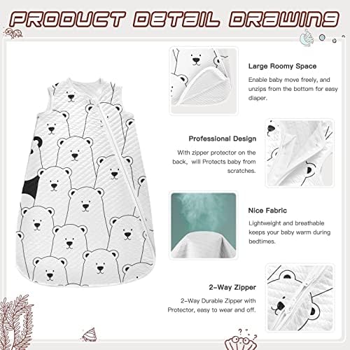 VVFELIXL вреќа за спиење за новородени бебиња - Поларни мечки Панда бебе што носи ќебето за спиење - Торба за спиење на транзиција