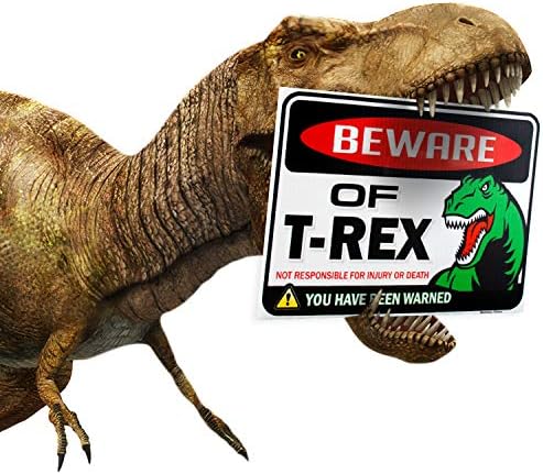 Големи Знаци Знак За Диносаурус: Внимавајте На Знакот За Предупредување Т Рекс - 9 инчи х 12 инчи - т рекс знак Смешни Подароци За замолчување