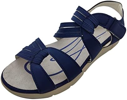 Сандали за жени облечени летни трендовски клин -потпетици ретро цврста боја на обични сандали на плажа Велкро