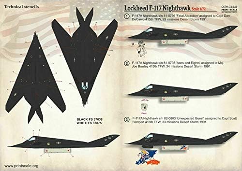 Печатење скала 72-223-1/72 Lockheed F-117 Nighthawk