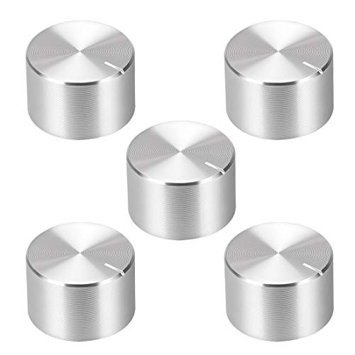 uxcell 5 парчиња Потенциометарско Копче Завиткано Вратило Сребрен Тон Алуминиум Мазна Површина Ротирачко Копче 20mmx13mm Контролно
