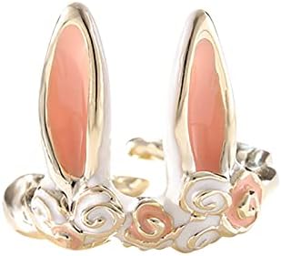 Кристално ветување прстен зајак уши розово цветно сликање на масло со отворен прстен прстени за женски накит прстени сончоглед