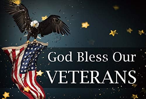 Оерџу 10х8фт Позадина На Денот На Независноста Бог Да Ги Благослови Нашите Ветерани Орел Американско Знаме Златни Ѕвезди Боке Сјај