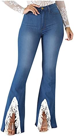Lariau со високи половини фармерки за жени микро лента тенок дупка, плус големина баги фармерки панталони панталони