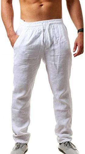 Викилеб еластична цврста памучна постелнина машки панталони во боја, лабави панталони за дишење, обични панталони тренинзи за џемпери