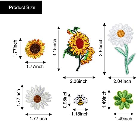 36 парчиња везени пчели закрпи Дејзи шие на лепенка цветно железо на закрпи цветни апликации за украси за шиење облека