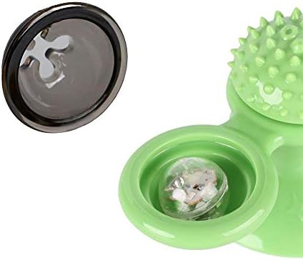 Le Petsmate зелена ветерна мачка интерактивна играчка со база на чаша за вшмукување, LED топки за осветлување и топчиња со мачки, мачки за гребење на мачка за гребење на ан