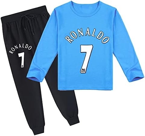 Kid Cristiano Ronaldo лесен пуловер со џемпери костум-2 парчиња облеки поставени за есен/пролет