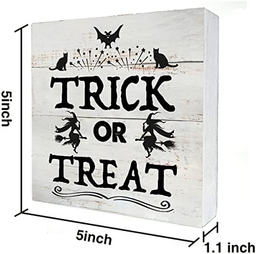 Рустикален трик или третирајте го знакот за дрвени кутии есенски вештерки дрвена кутија знак за Ноќта на вештерките, фарма куќа за домашна