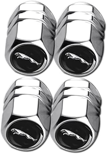 Caps urcrt 4pcs car Valve Caps за Jaguar I-PAC F-PAC E-PAC XEL XFL XJ XF, додатоци за покривање на вентил за автоматска гума за гума, сребро, сребро
