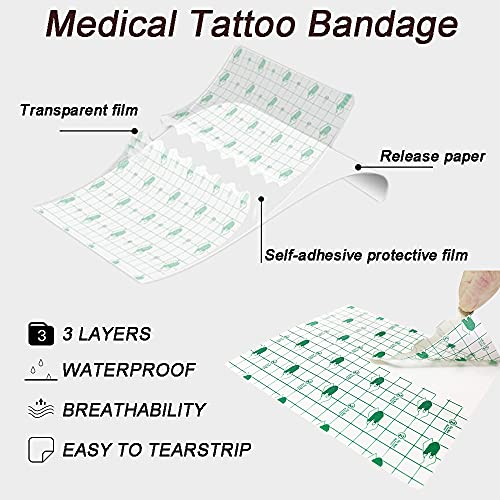 Оди линија за завој за тетоважа со тетоважа, транспарентен водоотпорен лепило завои, втор заштитени во водоотпорен филм за тетоважи на кожата Транспарентен произв