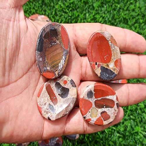 Црвен јаспер конгломерат Загрижена камен за кристално лекување џеб палм камен палецот камен 1 парчиња