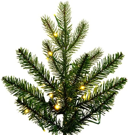 Викерман 4,5 'Балсам смрека тенка вештачка новогодишна елка со 450 топло бело ниско напон 3мм LED светла, 540 совети за PE/PVC - Faux елка