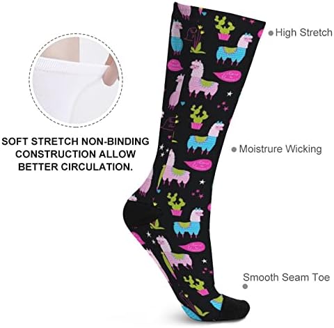 Лами и кактус во саксии печатени чорапи за појавување на бои Атлетски колени високи чорапи за жени мажи