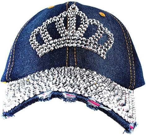 Елонмо Блинг Ринестон Хатс Круна Дизајн на женски бејзбол капа за голф -капа, фармерки, миење на тексас прилагодлив
