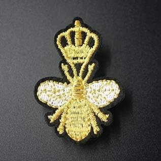 2 кралица пчела железо на шиење на везови лепенка значка 35х50мм жолта инсекти Апликација Кралска круна