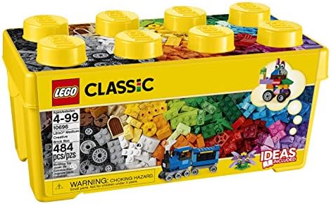 Лего Класична Средно Креативна Кутија Од Тули 10696 Комплет За Градење Играчки-Со Складирање, Вклучува Воз, Автомобил И Фигура На Тигар и Игралиште За Деца, Момчиња и ?