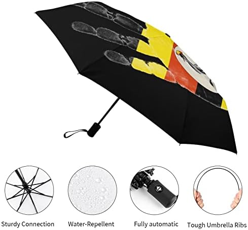 Уганда Знаме Дланка Ветроупорен Патување Компактен Чадор Преклопување Автоматски Чадори За Дожд Ранец Автомобил