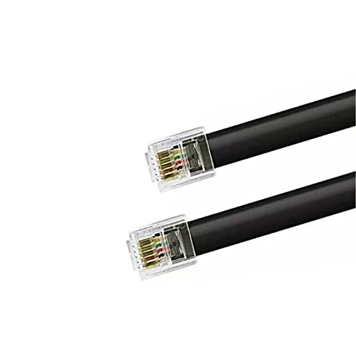 Телефонски кабел Qerfty, 33ft, 16ft, 10ft Телефонски кабел за продолжување, стандарден приклучок RJ11 6P4C, црно -бело