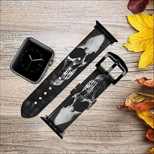CA0661 Смртна череп Grim Reaper кожа и Silicone Smart Watch Band Strap за Apple Watch Iwatch Големина 42мм/44мм/45мм
