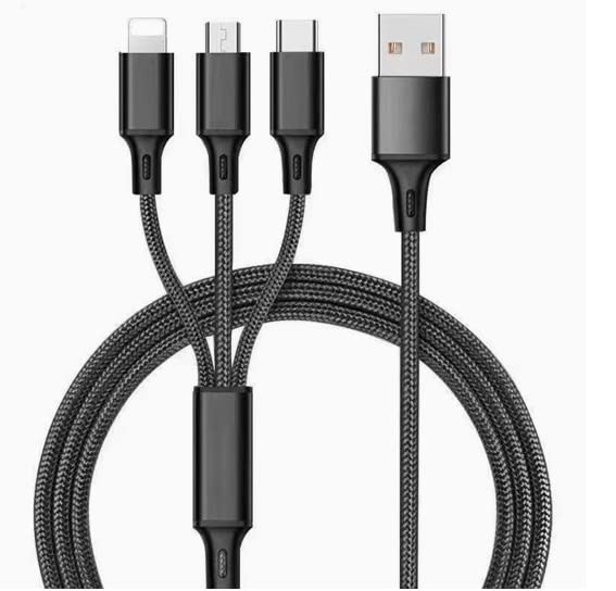 3 во 1 кабел за полнење - Осветлување, микро и тип C. USB кабел за брзо полнење - пригоден најлонски плетенка/120см/3,94ft