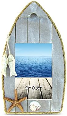 Кота Глобална крајбрежна бродска фото рамка 4x6 - Рамка со потресна дрво од дрво со фото -рамка за летен одмор, рачно изработена
