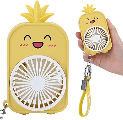 РАЗЗУМ мини ананас во стилот на рачен преносен вентилатор, USB личен вентилатор за полнење на батеријата со 2 нивоа прилагодлива брзина на ветер за подарок за роденд?