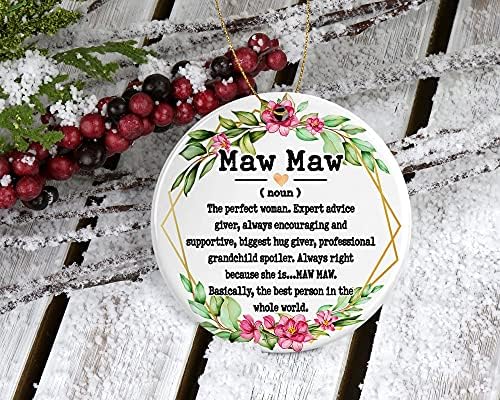 Wolfedesignpdd Maw Maw именка украс - Божиќен украс за Maw Maw - украс за Денот на мајката - подароци од Maw Maw - дефиниција за Maw Maw