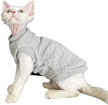 Сфинкс без влакна облека за мачки есен зимски топли памучни дуксери со тркалење на вратот без ракави, пулвер, миленичиња за миленичиња