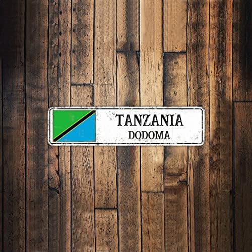 Знак на улицата Танзанија знаме го персонализираше вашиот градски излитени метални знаци Танзанија роден град за знак за фарма