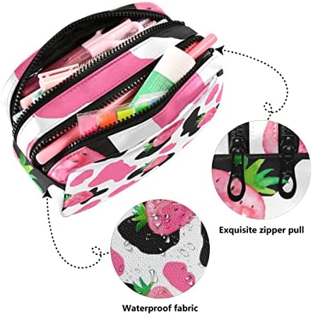 Глафи ​​крава печати јагода розова молив кутија со голем капацитет торбичка торбичка торбичка за складирање козметичка торба