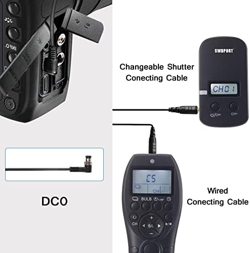 DC0 безжичен тајмер за ослободување на блендата на Camrea, далечински управувач Компатибилен за Nikon Cameras D800 D810 D850 D700 D500 D300