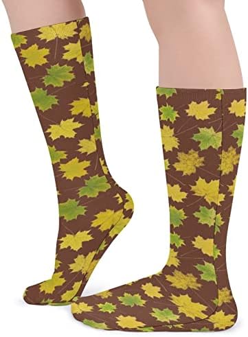 Плевел Жолт Јавор Остава Дебели Чорапи Новина Смешно Печатење Графички Секојдневни Чорапи Со Топла Средна Цевка За Зима