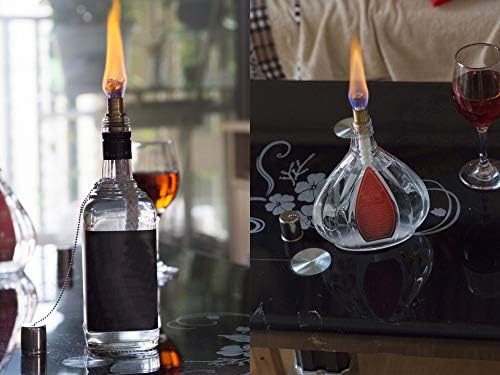 6 парчиња шише со шише со вино, светло на факел, факели на отворено, факел за маса, факел цитронела, градинарски факели, факели за внатрешен
