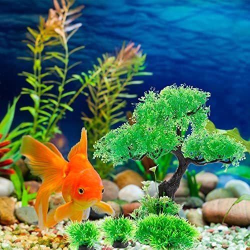 Zerodeko Betta Rish Tank Aquarium растенија вештачка подводна трева живописна риба симулација дрво со база 4 парчиња за миленичиња