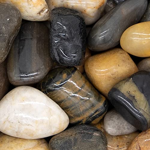 Речни карпи од 2lb 1-2in, декоративни полирани камчиња, риба резервоар Аквариум чакал, природни бои камења за бамбус растенија, садови