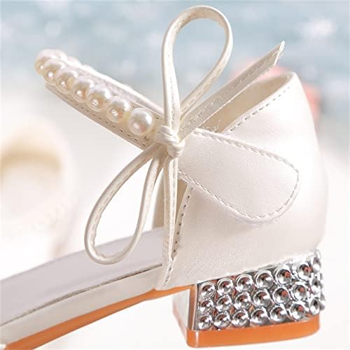 Девојки сандали Грилс чевли за фустани свадбени венчавки отворени пети сјајни високи потпетици за средношколски матурски фустани чевли за фустани