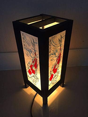 Тајландски Гроздобер Рачно Изработена Азиска Јапонска Светилка Крап Кои Риба Среќен Шарм Уметност Ноќна Маса Светилка Нијанси Дрво Светилка